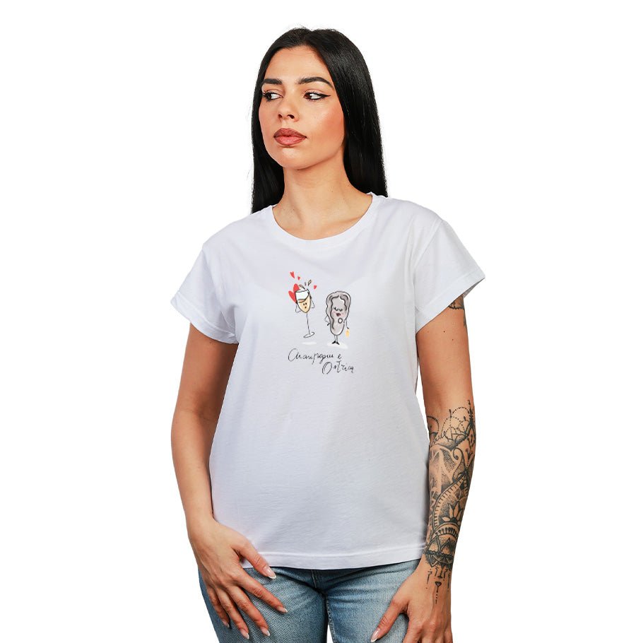 Champagne e Ostrica- T-Shirt Donna