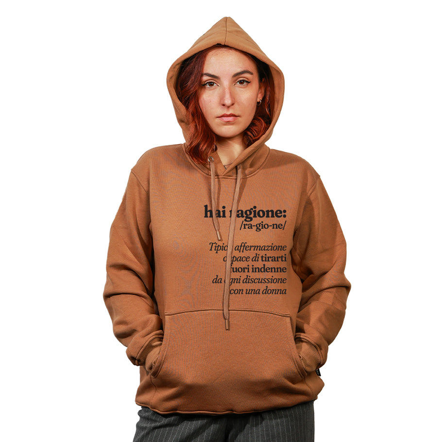 HaiRagione - Felpa con Cappuccio Donna